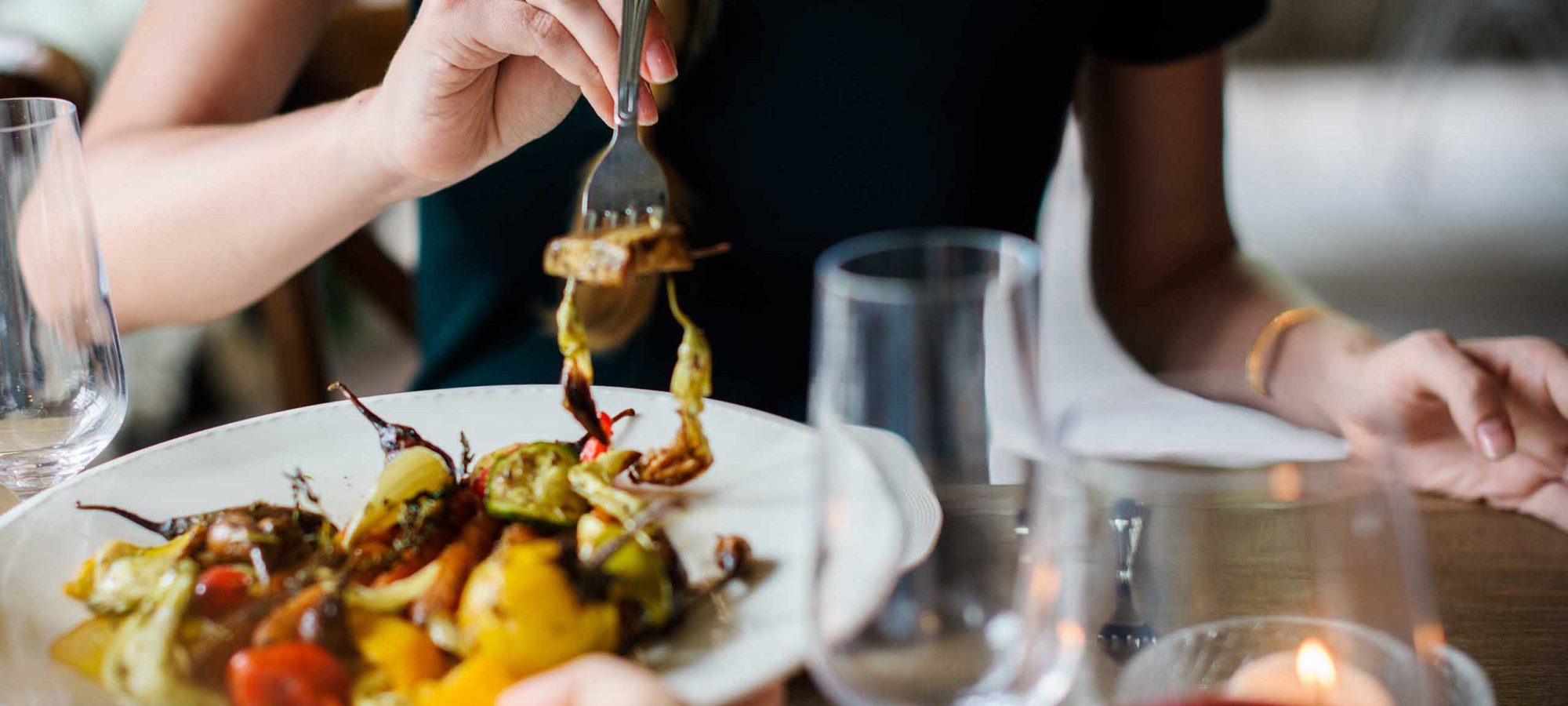 Woman Getting Food On Wedding Dinner