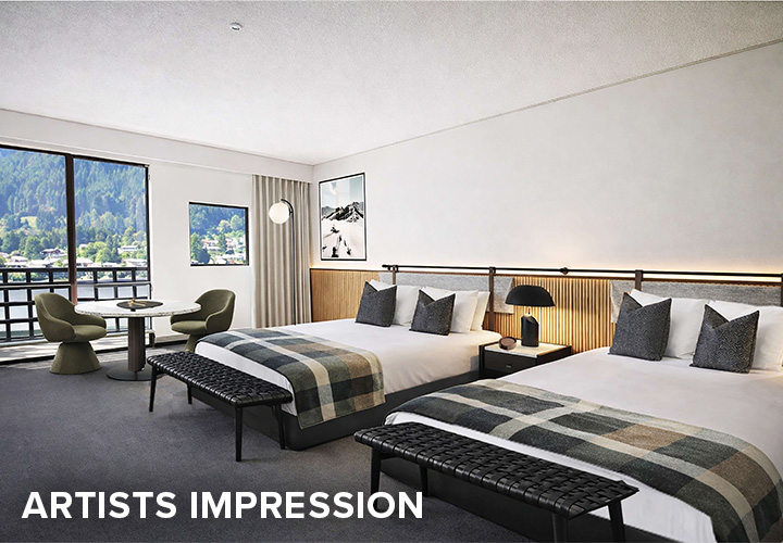 Heartland Hotel Queenstown Deluxe Twin Queen Room - artists impression small
