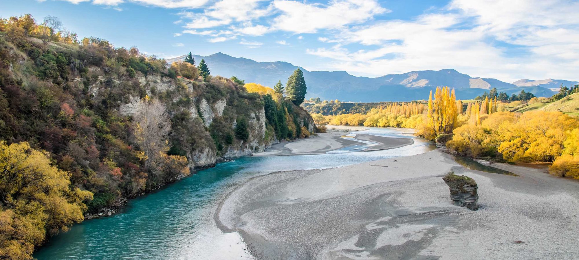 View from the Historic Bridge over Shotover River in Arrowtown