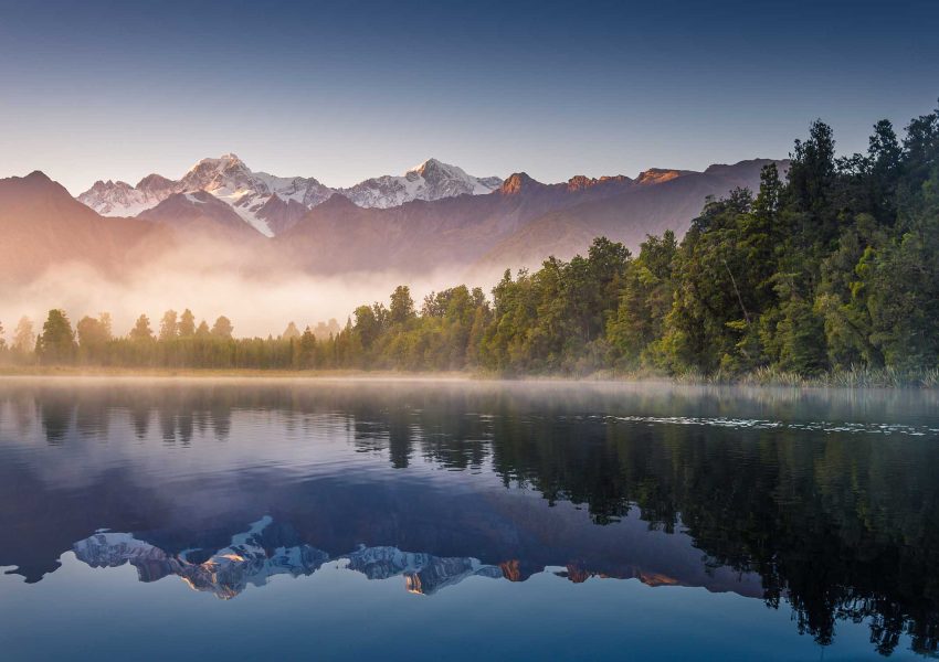 Mount Cook in Lake Matheson New Zealand