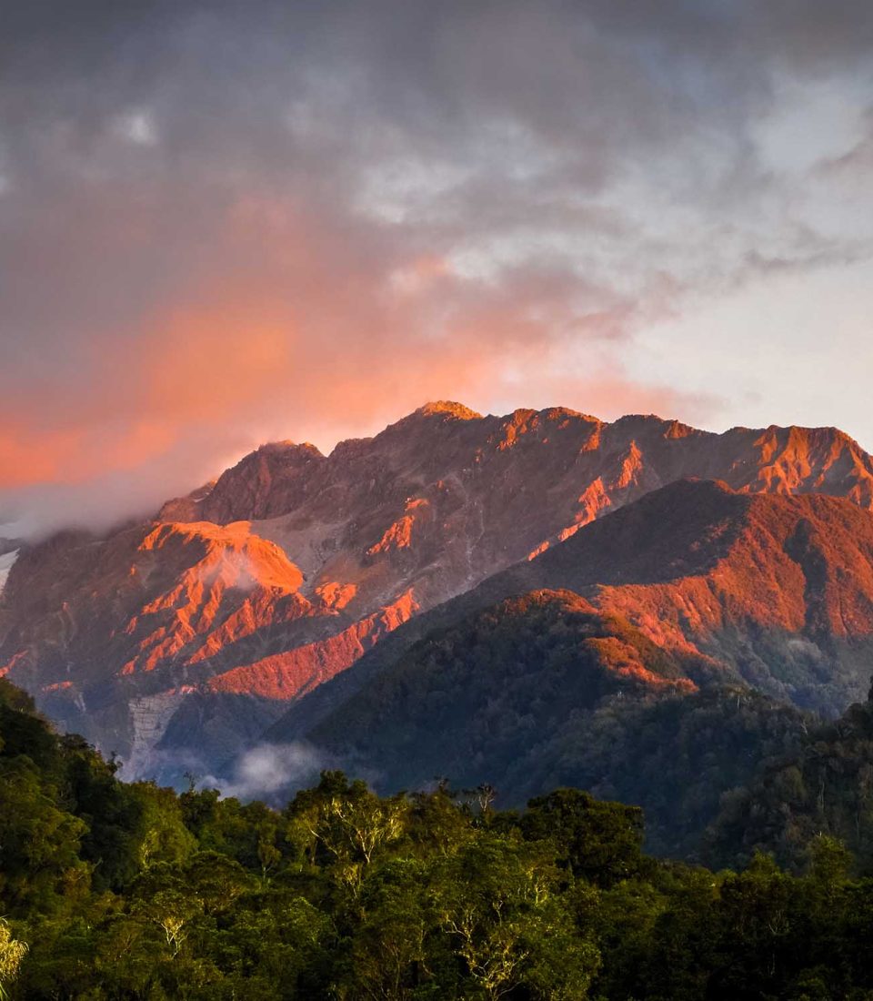 Franz Josef glacier at sunset, New Zealand